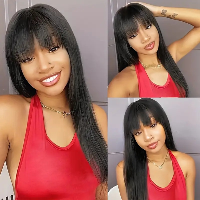 Amazon cross-border foreign trade, European and American fashion, bangs, straight hair, hot selling straight hair in Africa, wigs in stock, straight hair Amazon cross-border foreign trade, European and American fashion, bangs, straight hair, hot selling straight hair in Africa, wigs in stock, straight hair