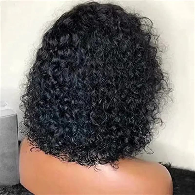 Foreign Trade European and American Wig Cross border Middle Split Black Hand Wrapped Small Curly Hair Short Curly Hair Fashion Front Lace Wig Foreign Trade European and American Wig Cross border Middle Split Black Hand Wrapped Small Curly Hair Short Curly Hair Fashion Front Lace Wig