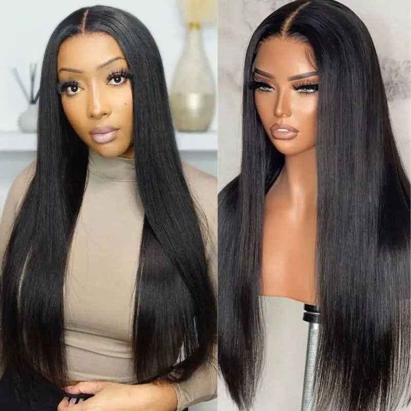 Amazon Cross border Foreign Trade Lace 13 * 4 Fashionable Long Straight Wig Hot Selling Front Lace Mid Split Fiber Head Cover Amazon Cross border Foreign Trade Lace 13 * 4 Fashionable Long Straight Wig Hot Selling Front Lace Mid Split Fiber Head Cover
