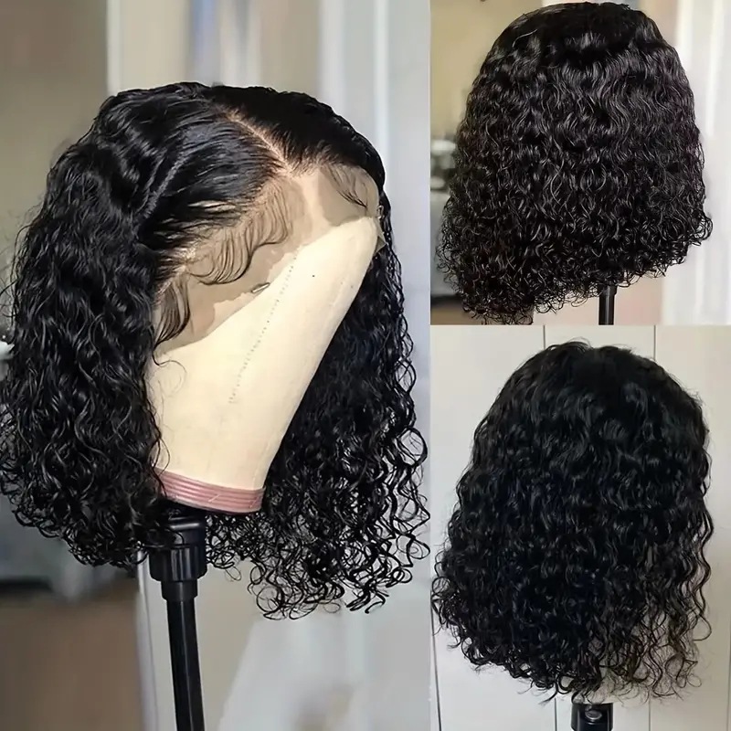 Cross border European and American wig, black hand tube wrapped tube, small curly hair, short hair, wig, women's front lace wig Cross border European and American wig, black hand tube wrapped tube, small curly hair, short hair, wig, women's front lace wig