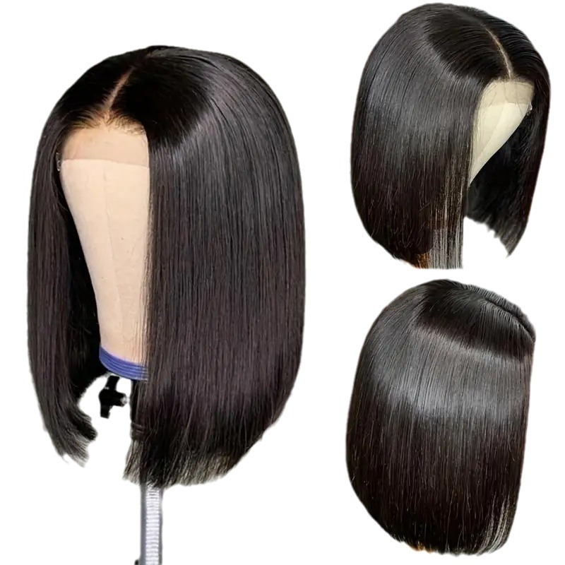 Cross border European and American Fashion Wig Bobo Head Mid Split Short Straight Fiber Headset Front Lace 13 * 4 Lace Wig Cross border European and American Fashion Wig Bobo Head Mid Split Short Straight Fiber Headset Front Lace 13 * 4 Lace Wig