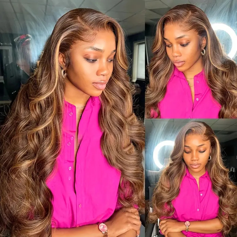 Front Lace Wig Women's Medium Large Wave Long Curled Hair Fluffy Natural Full Head Set