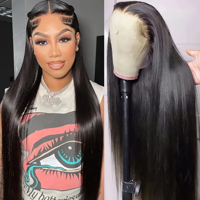 Cross border foreign trade, European and American fashion, synthetic fiber wig, African hot selling front lace 13 * 4 split long straight hair cover wig