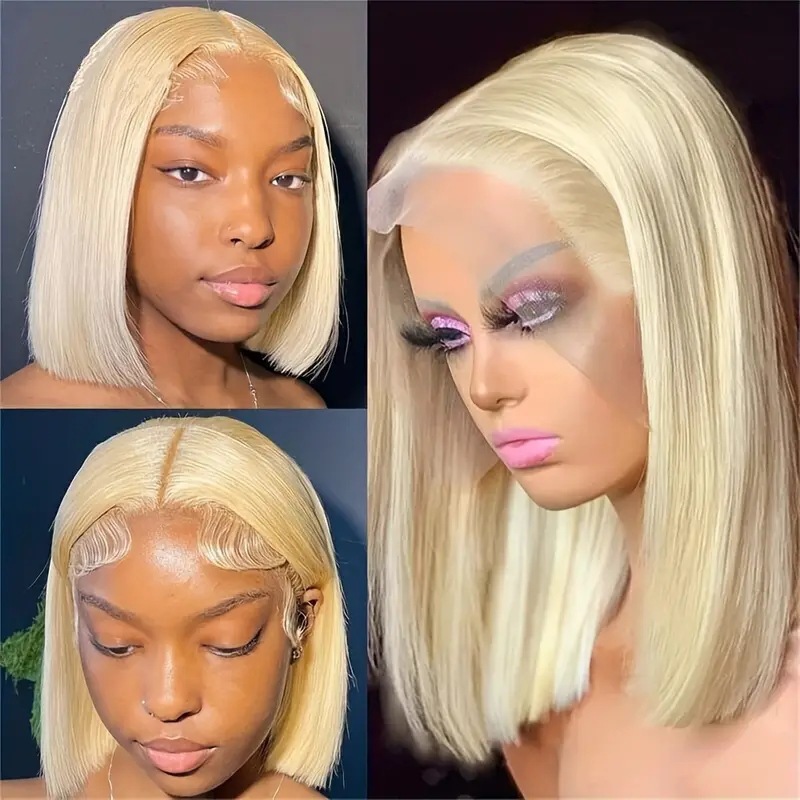Amazon Europe and America Front Lace 13 * 4 Wig Bobo Head Split, notch, synthetic full head cover factory in stock Wig