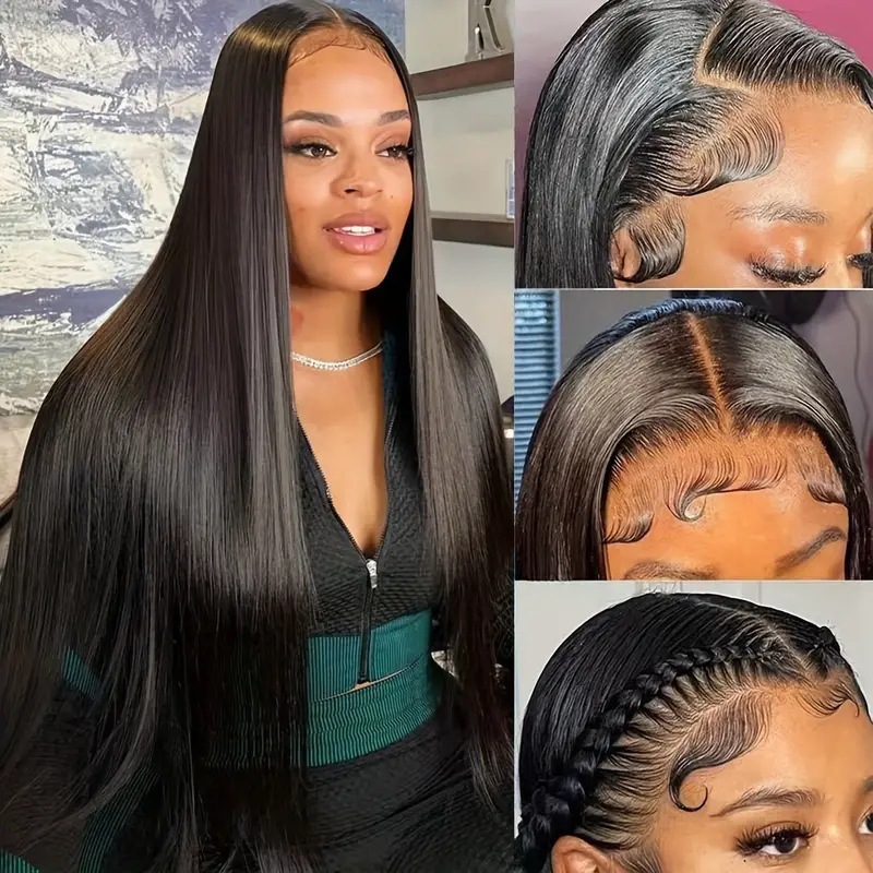 Amazon Cross border Foreign Trade European and American Fashion Wig African Hot Selling Front Lace Middle Split Straight Hair Wig Full Headset