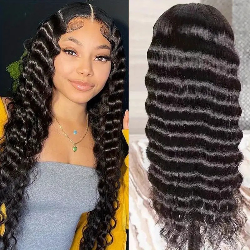 Cross border foreign trade, European and American fashion, front lace water ripple curly hair wig, African hot selling front lace full head cover