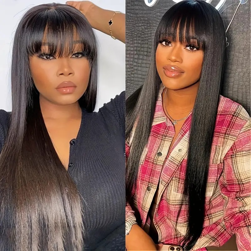 Amazon cross-border foreign trade, European and American fashion, bangs, straight hair, hot selling straight hair in Africa, wigs in stock, straight hair Amazon cross-border foreign trade, European and American fashion, bangs, straight hair, hot selling straight hair in Africa, wigs in stock, straight hair
