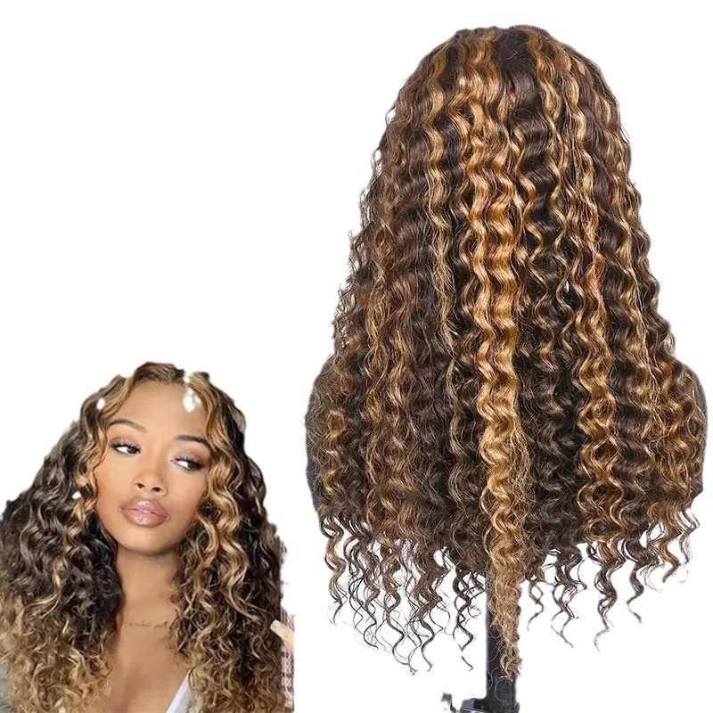 Cross border European and American fashion piano colored wig hot selling, lace lace small winding tube synthetic full head cover manufacturer Cross border European and American fashion piano colored wig hot selling, lace lace small winding tube synthetic full head cover manufacturer