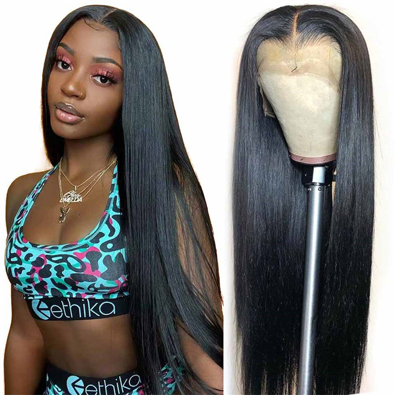 Amazon Cross border European and American Wig Female Wig African Wig Button Mesh High temperature Synthetic Long Straight Hair Set
