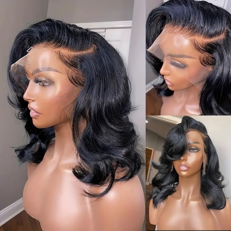 Foreign trade European and American short curly hair wig, big wave medium long hair, lace lace wig in front