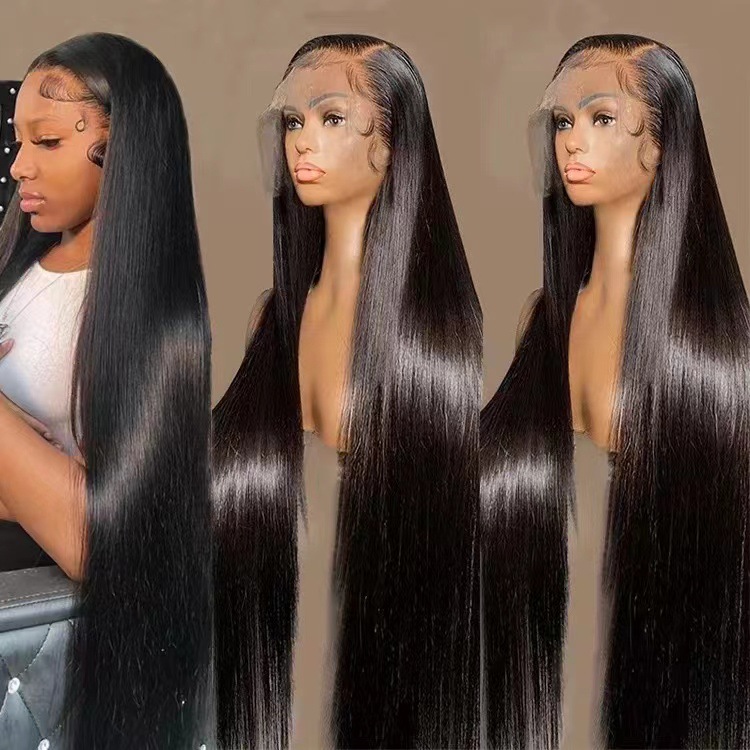 Cross border Amazon Wigs front lace split long straight wig fashionable, natural and realistic synthetic headband