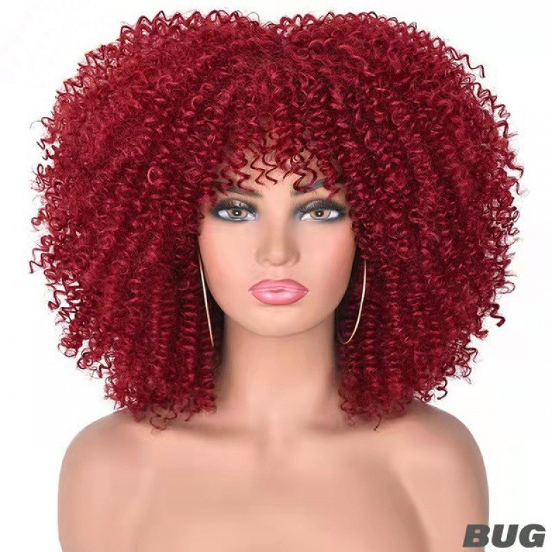 Cross border European and American high-temperature silk synthetic wig full head set, African small curly hair explosive head wig, wig manufacturer Cross border European and American high-temperature silk synthetic wig full head set, African small curly hair explosive head wig, wig manufacturer