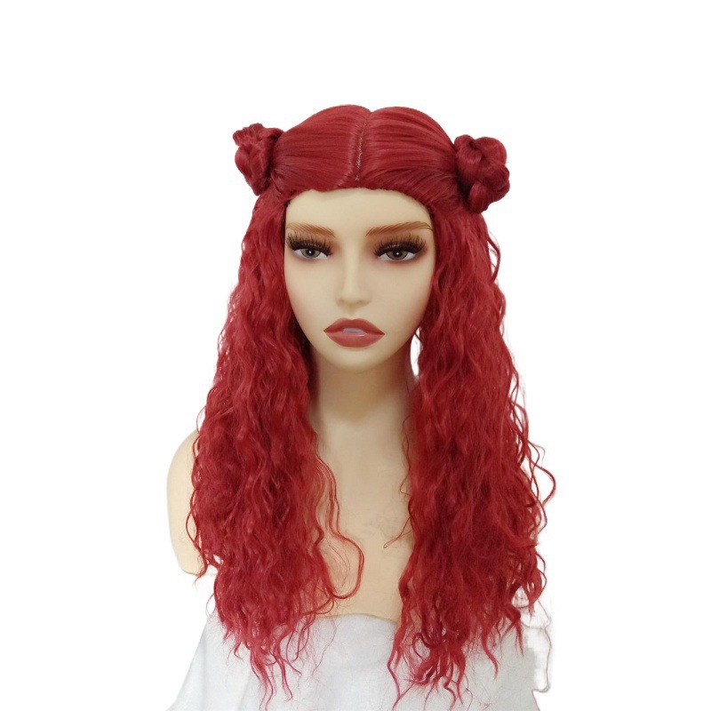 European and American wig movie descendant 2 Starlight inheritor Mal wig cosplay with bangs, split into long curly wigs European and American wig movie descendant 2 Starlight inheritor Mal wig cosplay with bangs, split into long curly wigs