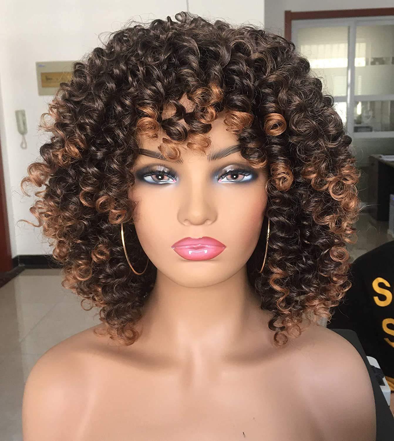 Cross border European and American wigs female wig manufacturers wholesale Africa small curly hair explosive head multi-color synthetic wig full head set Cross border European and American wigs female wig manufacturers wholesale Africa small curly hair explosive head multi-color synthetic wig full head set