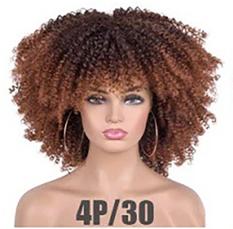Cross border European and American high-temperature silk synthetic wig full head set, African small curly hair explosive head wig, wig manufacturer Cross border European and American high-temperature silk synthetic wig full head set, African small curly hair explosive head wig, wig manufacturer