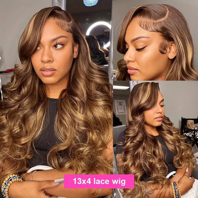 Cross border lace wig for women, big wave piano color, long curly hair, full head cover, Front Lace Wig