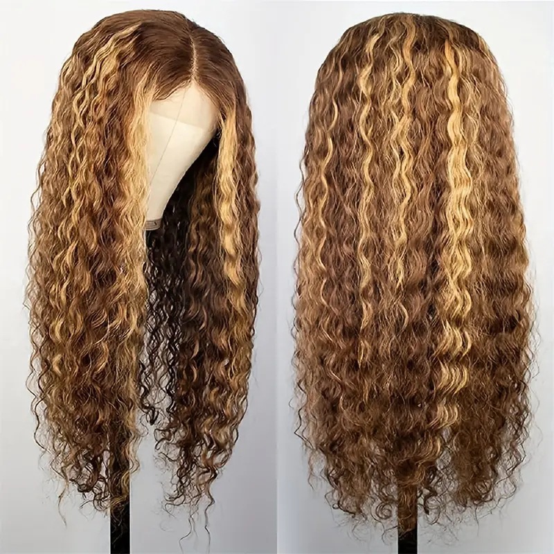 Cross border European and American fashion piano colored wig, hot selling in Africa, front lace 13 * 4 small coiled tube long curly hair cover Cross border European and American fashion piano colored wig, hot selling in Africa, front lace 13 * 4 small coiled tube long curly hair cover