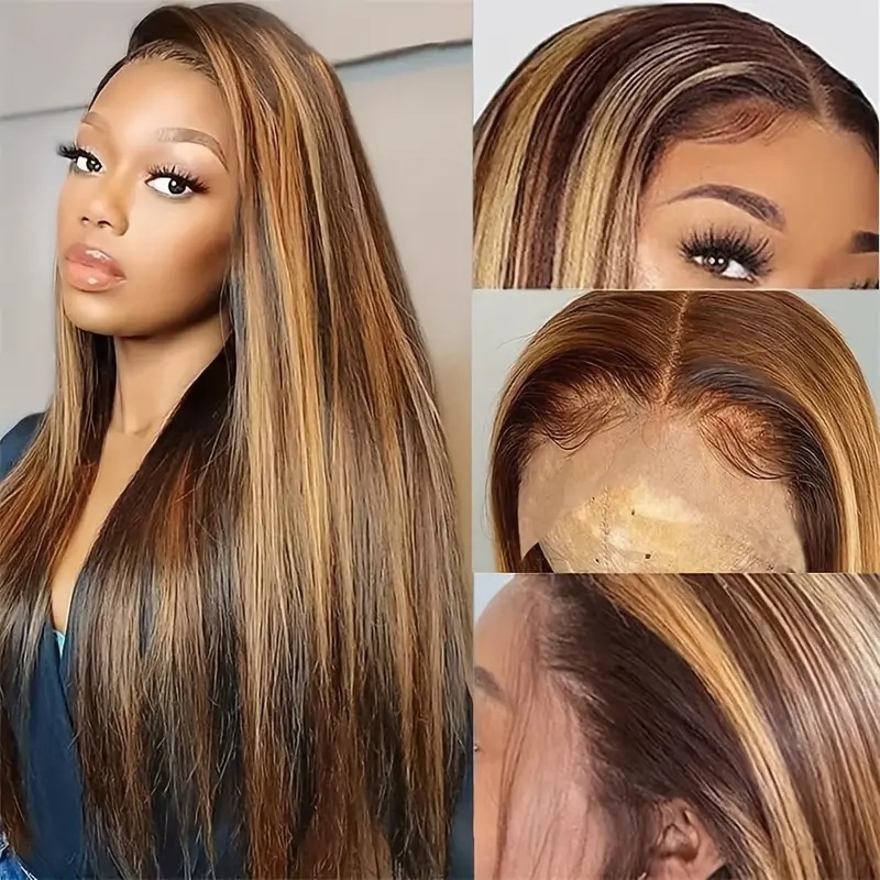 Amazon Cross border Foreign Trade Fashion European and American Fashion Front Lace African Hot Selling Piano Color Straight Hair Wig Headset Amazon Cross border Foreign Trade Fashion European and American Fashion Front Lace African Hot Selling Piano Color Straight Hair Wig Headset