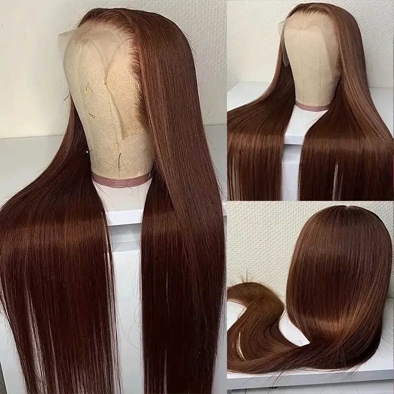 Amazon Women's Long Straight Hair Cover in Europe and America, Hot Selling in Africa, Lace Mid Split Dark Brown Straight Hair Wig Amazon Women's Long Straight Hair Cover in Europe and America, Hot Selling in Africa, Lace Mid Split Dark Brown Straight Hair Wig