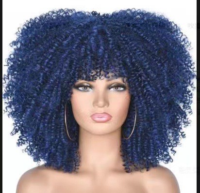 Cross border European and American high-temperature silk synthetic wig full head set, African small curly hair explosive head wig, wig manufacturer Cross border European and American high-temperature silk synthetic wig full head set, African small curly hair explosive head wig, wig manufacturer