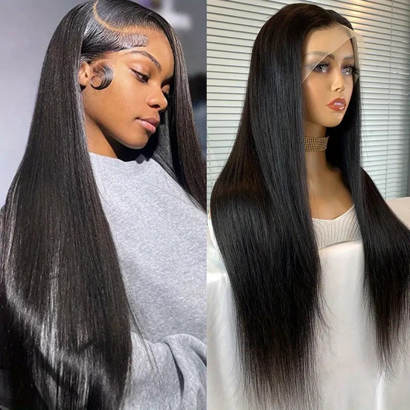 Cross border foreign trade European and American fashion wig hot selling front lace 13 * 4 lace mid split long straight synthetic full head cover Cross border foreign trade European and American fashion wig hot selling front lace 13 * 4 lace mid split long straight synthetic full head cover