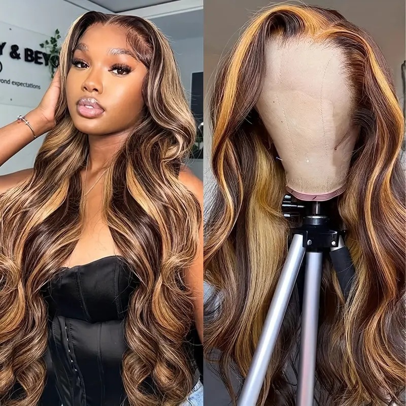 Cross border foreign trade, European and American fashion, piano color, dyed synthetic fiber head cover, hot selling, lace big wave curly hair wig Cross border foreign trade, European and American fashion, piano color, dyed synthetic fiber head cover, hot selling, lace big wave curly hair wig