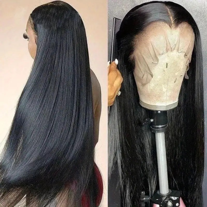 Amazon Cross border Foreign Trade Lace 13 * 4 Fashionable Long Straight Wig Hot Selling Front Lace Mid Split Fiber Head Cover Amazon Cross border Foreign Trade Lace 13 * 4 Fashionable Long Straight Wig Hot Selling Front Lace Mid Split Fiber Head Cover