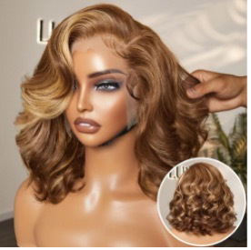 Cross border wig, European and American women's front lace synthetic headband, black, slightly split, short curly hair manufacturer, spot direct sales Cross border wig, European and American women's front lace synthetic headband, black, slightly split, short curly hair manufacturer, spot direct sales