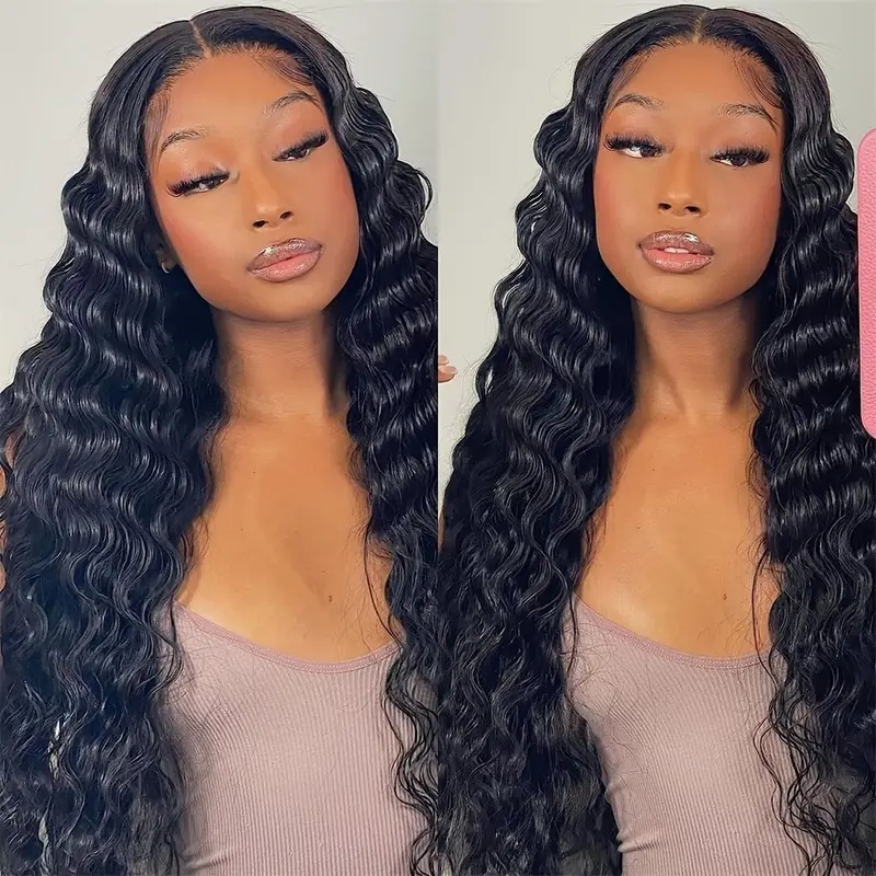 Cross border European and American fashion water ripple synthetic hair cover, popular in Africa, small roll front lace long curly hair manufacturer in stock Cross border European and American fashion water ripple synthetic hair cover, popular in Africa, small roll front lace long curly hair manufacturer in stock