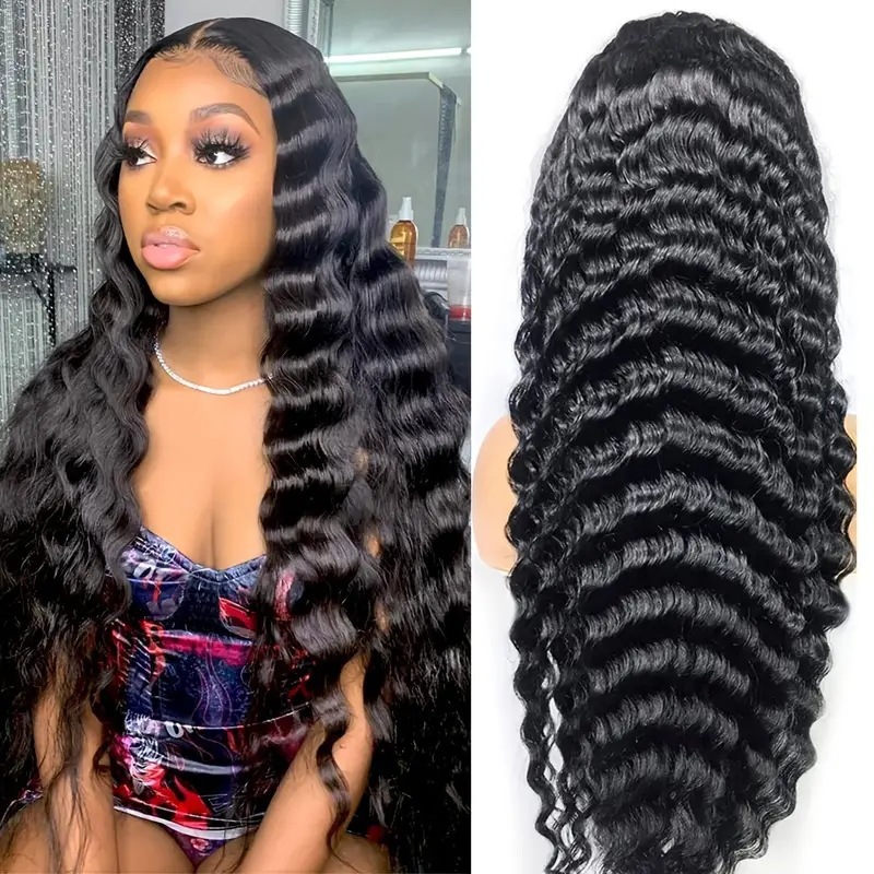 Cross border European and American fashion water ripple synthetic hair cover, popular in Africa, small roll front lace long curly hair manufacturer in stock