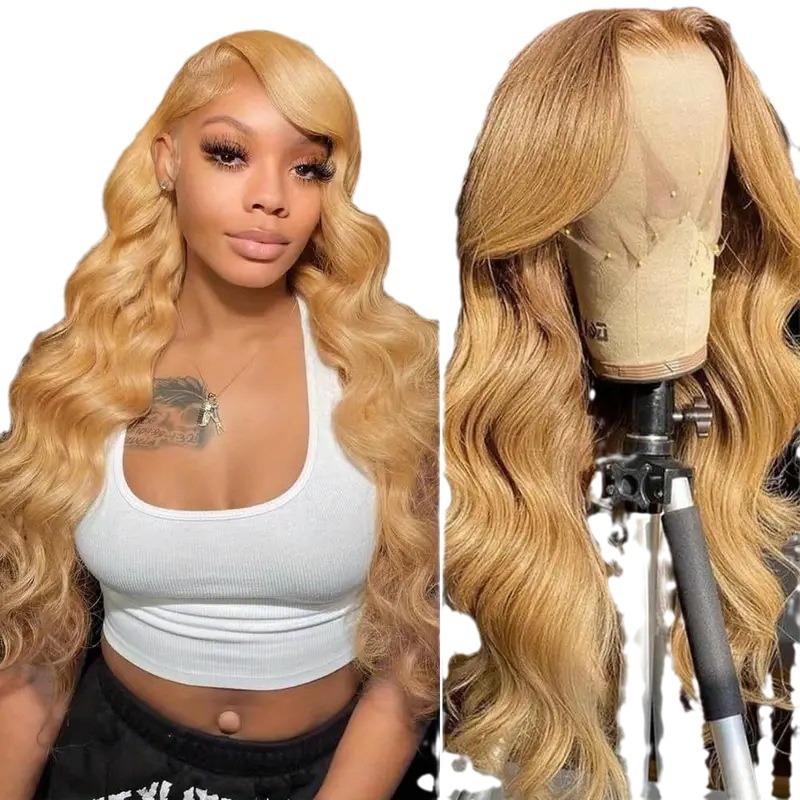 Amazon hot selling lace wig gold new product, women's big wave long curly hair full head cover factory stock Amazon hot selling lace wig gold new product, women's big wave long curly hair full head cover factory stock