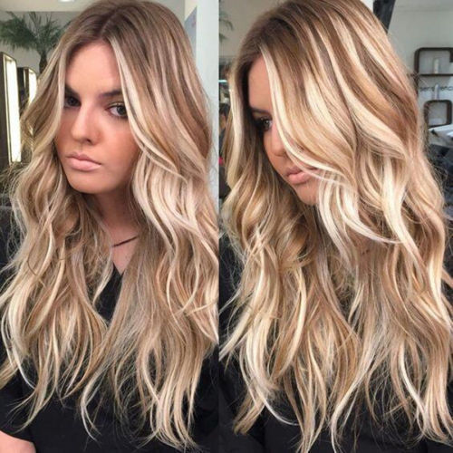 Amazon Cross border Europe and America New Wig Medium Split Gradient Yellow Long Curled Hair Women's Big Wave Wig Rose Net Amazon Cross border Europe and America New Wig Medium Split Gradient Yellow Long Curled Hair Women's Big Wave Wig Rose Net