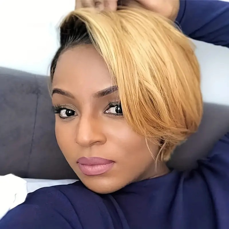 Cross border split bangs, short hair, slightly curled styling, fashionable lace and synthetic full head wig from Europe and America Cross border split bangs, short hair, slightly curled styling, fashionable lace and synthetic full head wig from Europe and America