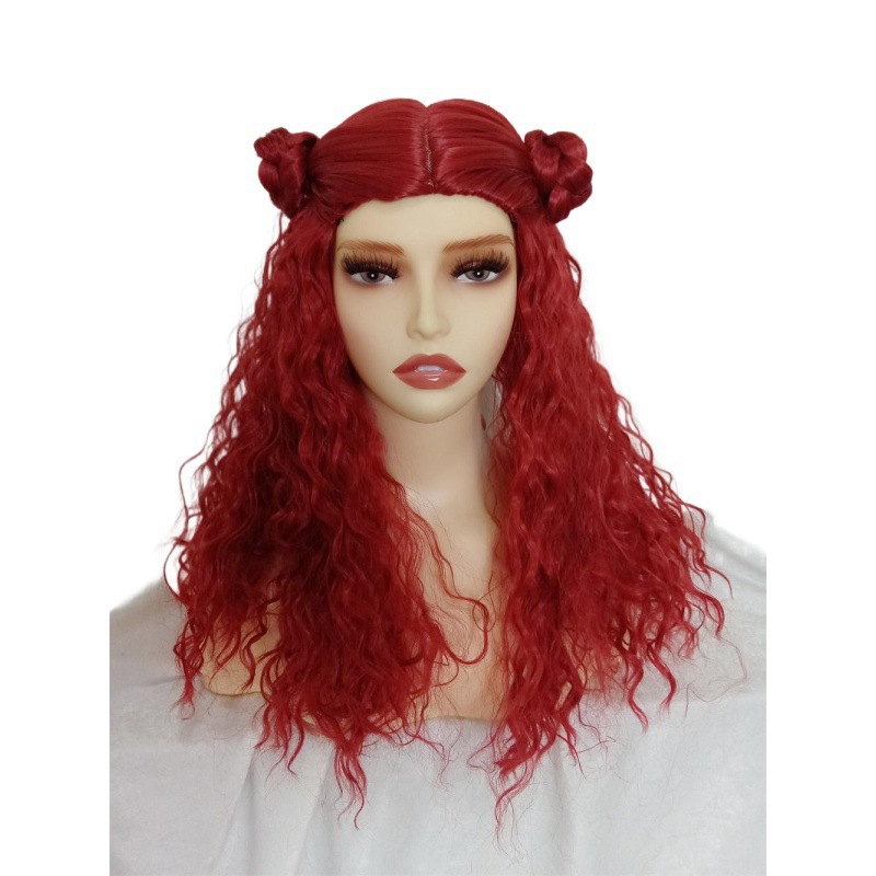 European and American wig movie descendant 2 Starlight inheritor Mal wig cosplay with bangs, split into long curly wigs European and American wig movie descendant 2 Starlight inheritor Mal wig cosplay with bangs, split into long curly wigs
