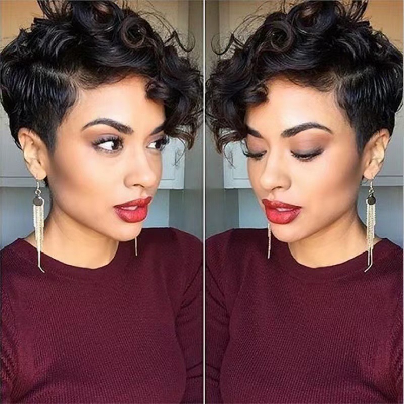 Wig for women, short curly hair, short hair for women, fluffy and natural, African, European and American fashion hairstyle manufacturers, spot wholesale, foreign trade Wig for women, short curly hair, short hair for women, fluffy and natural, African, European and American fashion hairstyle manufacturers, spot wholesale, foreign trade