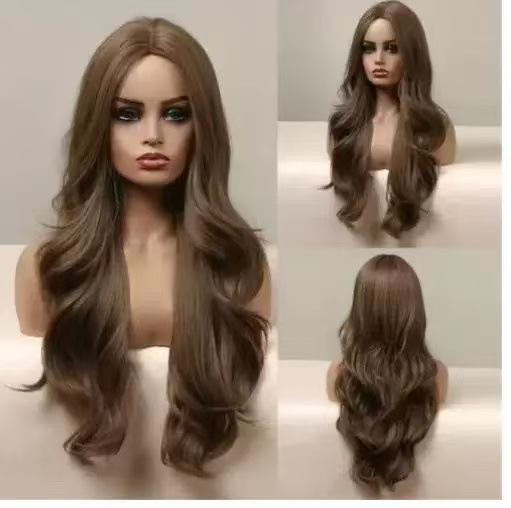 Cross border European and American fashion wine red wig hot selling front lace 13 * 4 large wave long curly hair full head cover Cross border European and American fashion wine red wig hot selling front lace 13 * 4 large wave long curly hair full head cover