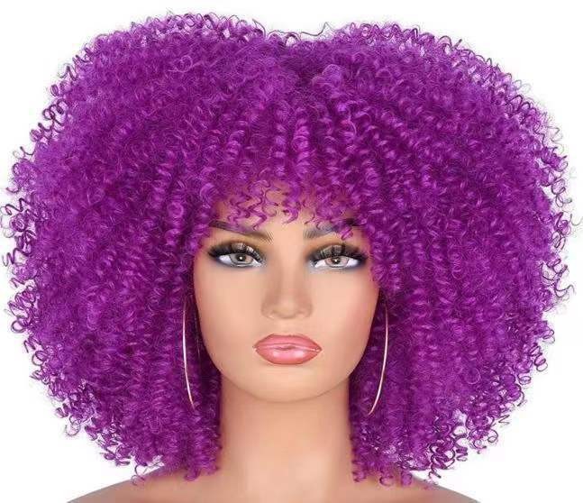 Cross border European and American high-temperature silk synthetic wig full head set, African small curly hair explosive head wig, wig manufacturer Cross border European and American high-temperature silk synthetic wig full head set, African small curly hair explosive head wig, wig manufacturer