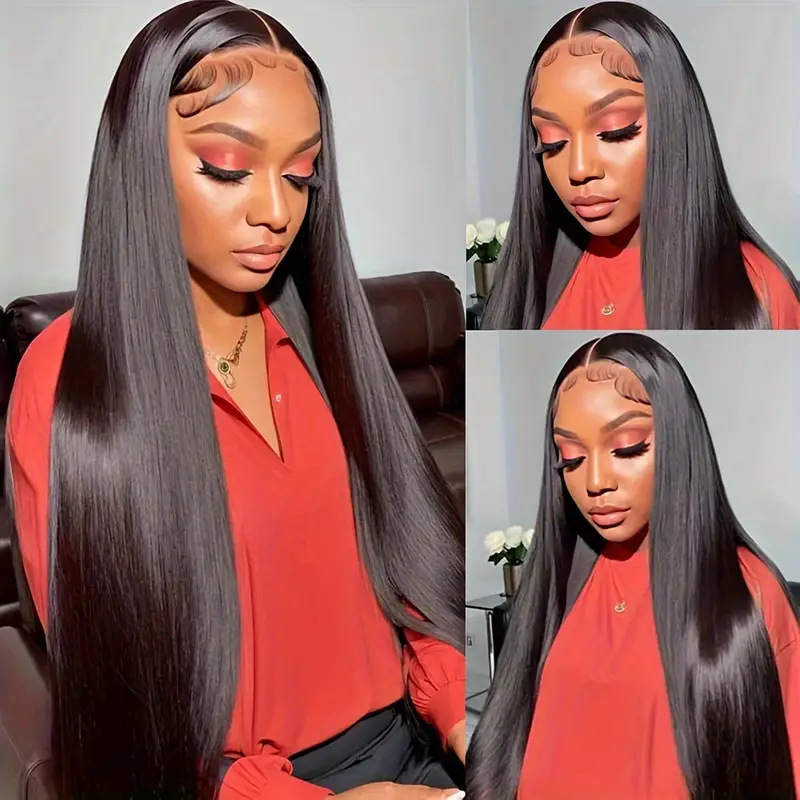 European and American lace wig black women's mid length straight hair fluffy natural fashion daily full hair set in stock European and American lace wig black women's mid length straight hair fluffy natural fashion daily full hair set in stock