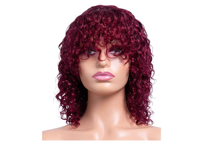 Cross border wig for African women, black short curly hair with bangs, small curly hair, synthetic full head cover Cross border wig for African women, black short curly hair with bangs, small curly hair, synthetic full head cover