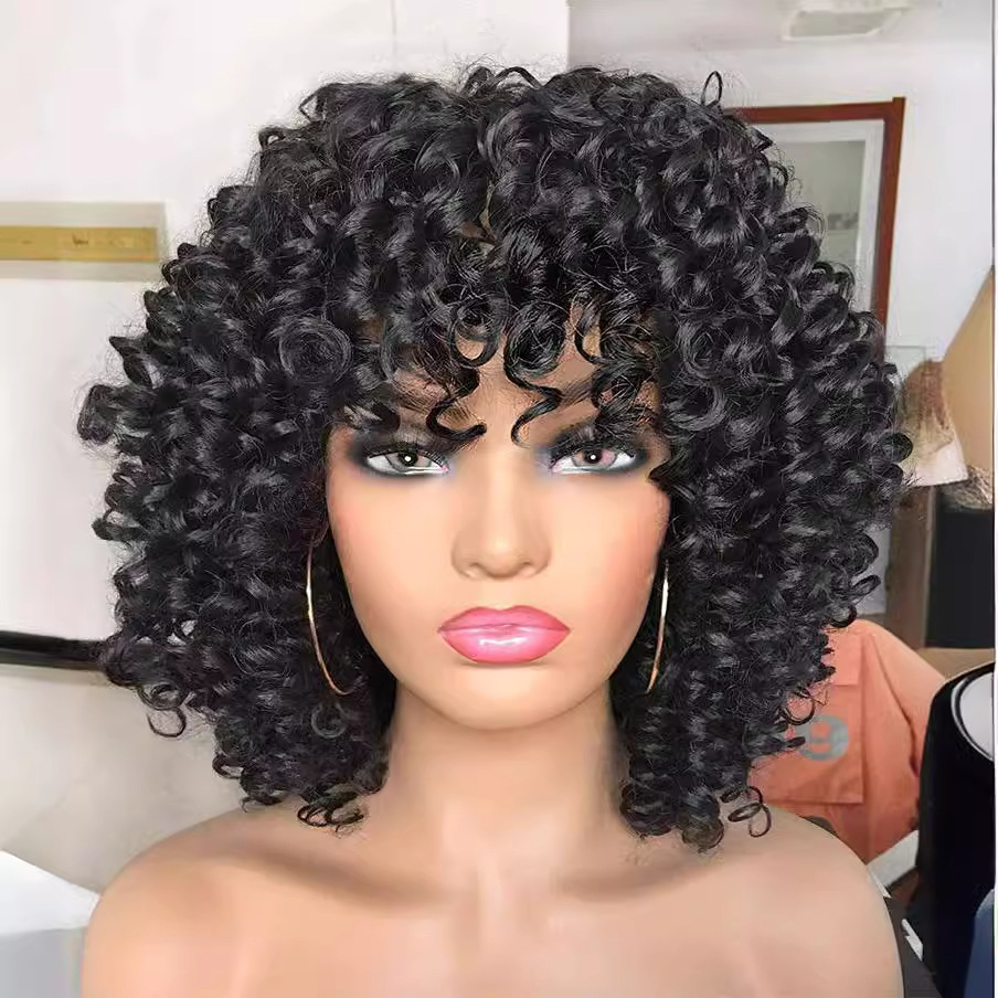 Cross border European and American wigs female wig manufacturers wholesale Africa small curly hair explosive head multi-color synthetic wig full head set Cross border European and American wigs female wig manufacturers wholesale Africa small curly hair explosive head multi-color synthetic wig full head set