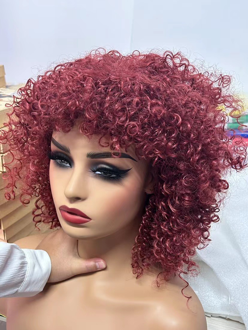 Cross border new wig African women's fashion wig short curly hair wrapped tube small curly hair synthetic full head cover wig Cross border new wig African women's fashion wig short curly hair wrapped tube small curly hair synthetic full head cover wig