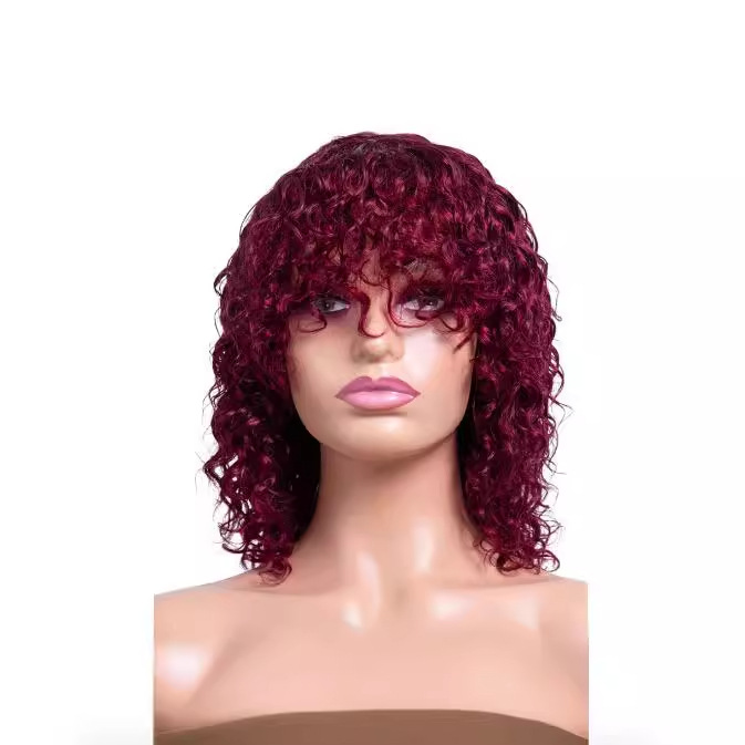 Cross border wig for African women, black short curly hair with bangs, small curly hair, synthetic full head cover Cross border wig for African women, black short curly hair with bangs, small curly hair, synthetic full head cover