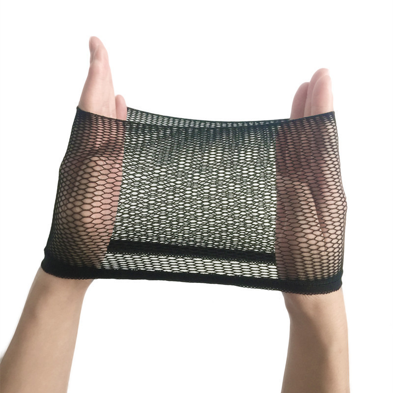 Wig and hair net for women, with black hair net at both ends for breathability. Wearing a wig and using small tools to care for accessories