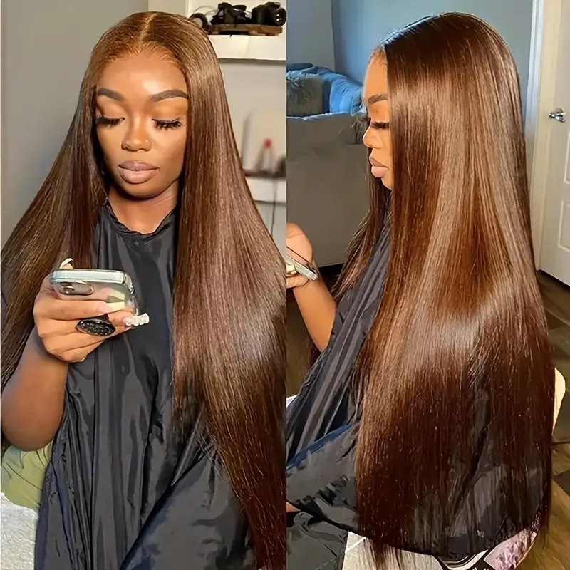 Amazon Women's Long Straight Hair Cover in Europe and America, Hot Selling in Africa, Lace Mid Split Dark Brown Straight Hair Wig Amazon Women's Long Straight Hair Cover in Europe and America, Hot Selling in Africa, Lace Mid Split Dark Brown Straight Hair Wig