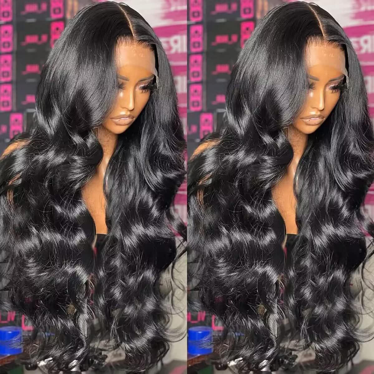 Amazon mid size large wave full head set with long curly hair, lace wig and mesh 30 inches in stock
