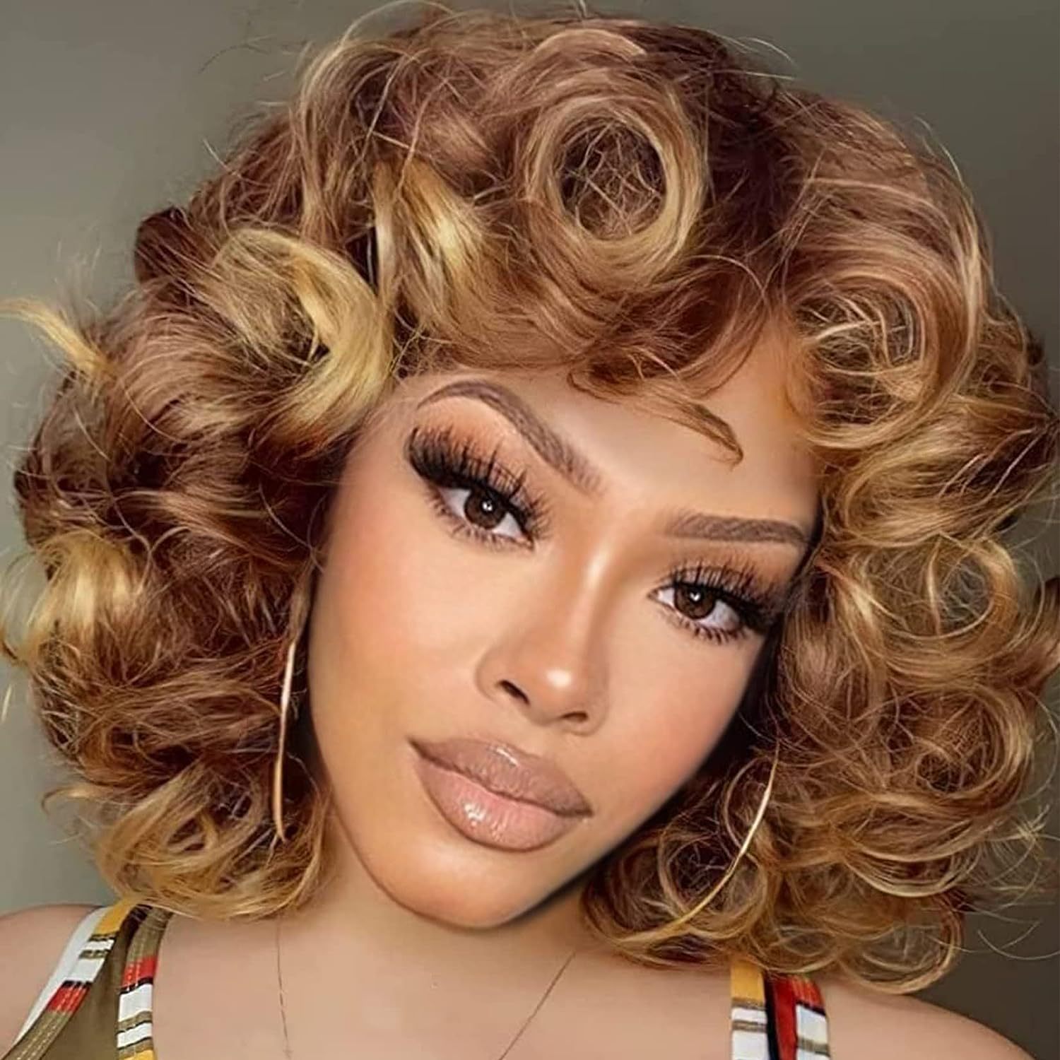New foreign trade wig for African women with short curly hair, screw coil with bangs, full head cover in multiple colors, optional wigs