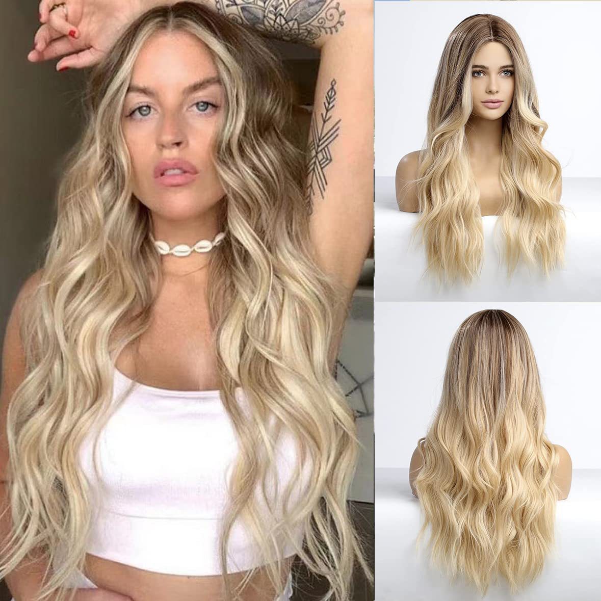 Amazon's new wig for women in Europe and America, front lace synthetic headband, small lace, medium split, long curly hair wigs Amazon's new wig for women in Europe and America, front lace synthetic headband, small lace, medium split, long curly hair wigs