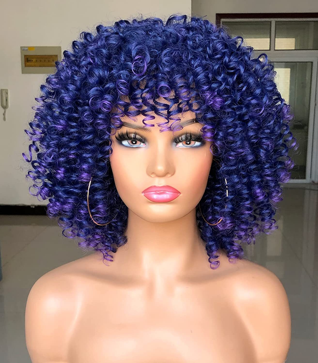 Cross border European and American wigs female wig manufacturers wholesale Africa small curly hair explosive head multi-color synthetic wig full head set Cross border European and American wigs female wig manufacturers wholesale Africa small curly hair explosive head multi-color synthetic wig full head set