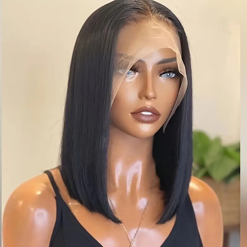 Cross border European and American Fashion Wig Bobo Head Mid Split Short Straight Hairpiece Front Lace 13 * 4 Lace Hairpiece Cross border European and American Fashion Wig Bobo Head Mid Split Short Straight Hairpiece Front Lace 13 * 4 Lace Hairpiece