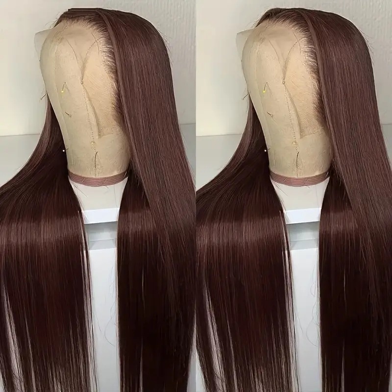 Cross border foreign trade, European and American fashion, brown wig hot selling, lace lace, lace, mid split, long straight hair, synthetic headband Cross border foreign trade, European and American fashion, brown wig hot selling, lace lace, lace, mid split, long straight hair, synthetic headband